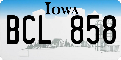 IA license plate BCL858