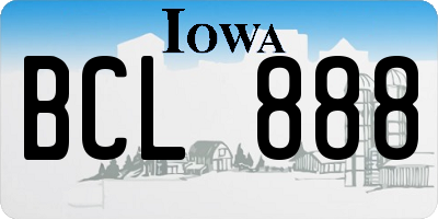 IA license plate BCL888