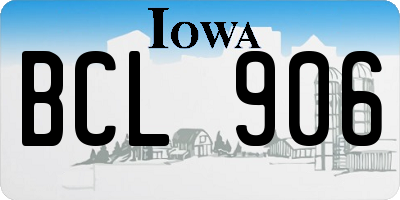 IA license plate BCL906