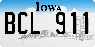 IA license plate BCL911