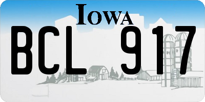 IA license plate BCL917