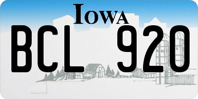 IA license plate BCL920
