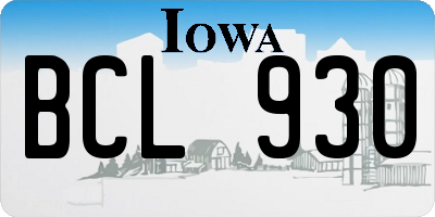 IA license plate BCL930