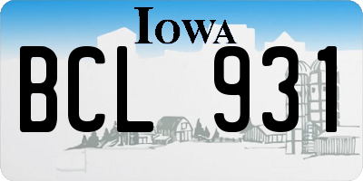 IA license plate BCL931