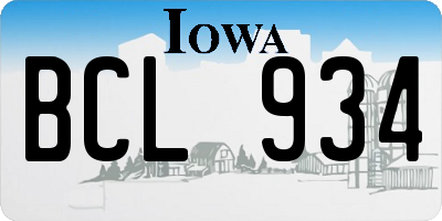 IA license plate BCL934