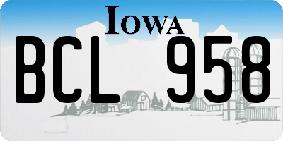 IA license plate BCL958