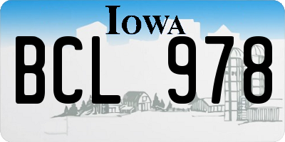 IA license plate BCL978