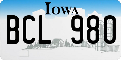 IA license plate BCL980