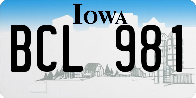 IA license plate BCL981