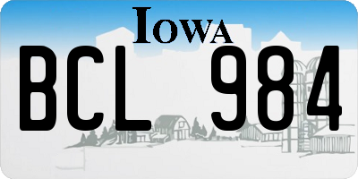 IA license plate BCL984