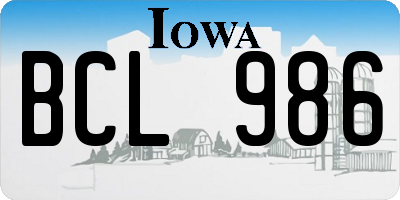 IA license plate BCL986