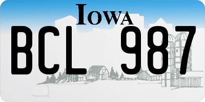 IA license plate BCL987
