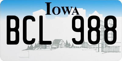 IA license plate BCL988