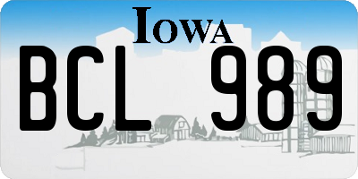 IA license plate BCL989