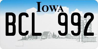 IA license plate BCL992