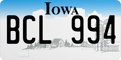 IA license plate BCL994