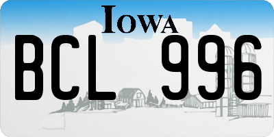 IA license plate BCL996