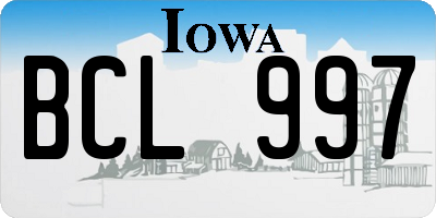 IA license plate BCL997