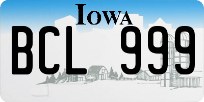 IA license plate BCL999
