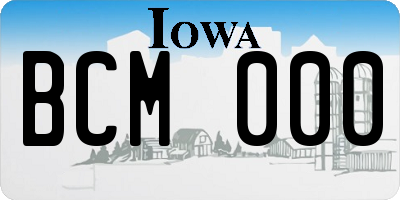 IA license plate BCM000