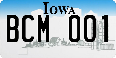 IA license plate BCM001