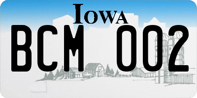 IA license plate BCM002
