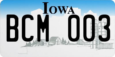 IA license plate BCM003