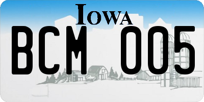 IA license plate BCM005
