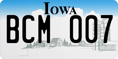 IA license plate BCM007