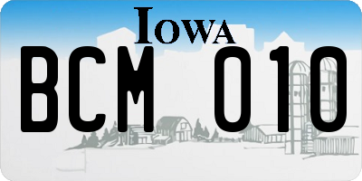 IA license plate BCM010