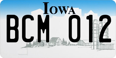 IA license plate BCM012