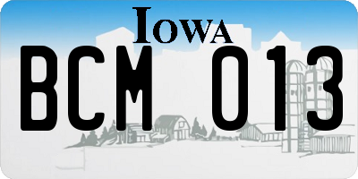IA license plate BCM013