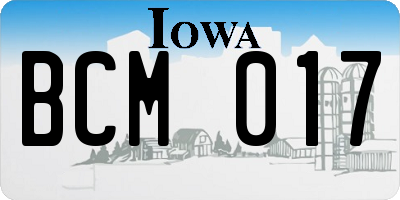 IA license plate BCM017