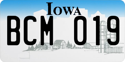 IA license plate BCM019
