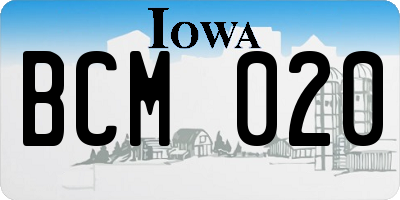 IA license plate BCM020