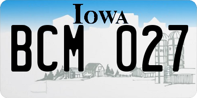 IA license plate BCM027