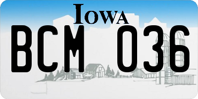 IA license plate BCM036