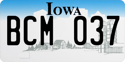 IA license plate BCM037