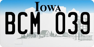 IA license plate BCM039