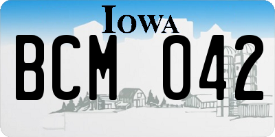 IA license plate BCM042