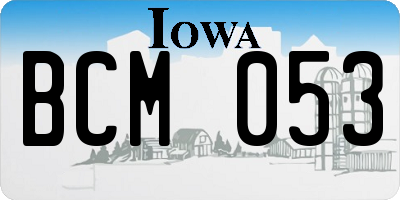 IA license plate BCM053
