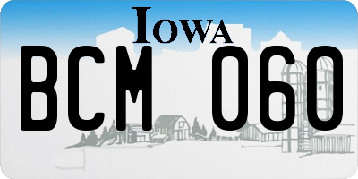 IA license plate BCM060