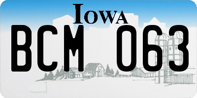 IA license plate BCM063