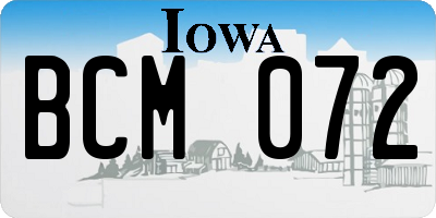 IA license plate BCM072
