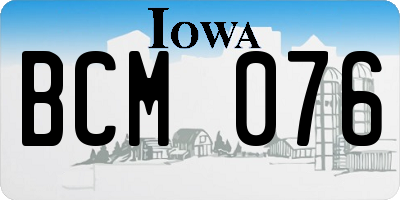 IA license plate BCM076
