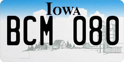 IA license plate BCM080