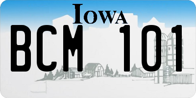 IA license plate BCM101