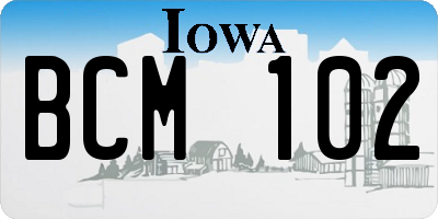 IA license plate BCM102