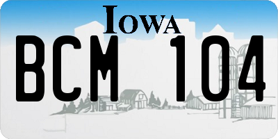 IA license plate BCM104