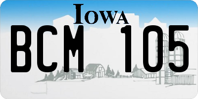 IA license plate BCM105